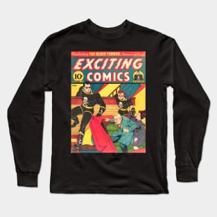 Black Terror Pirate Superhero Comic Cover Long Sleeve T-Shirt